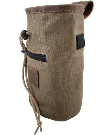 Handmade Brown Waxed Canvas Rock Climbing Chalk Bag with Zippered Pocket - Gymnastics & Gym Pouch - Hide & Drink - Buy Online on GoSupps.com