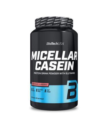 BioTechUSA Micellar Casein Protein Powder | Extended Absorbtion time | Gluten-Free and Fat-Free | Added L-Glutamine 908 g Strawberry Strawberry 908 g