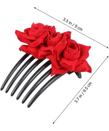 Didiseaon 1pc Red Rose Hair Comb Pearl Hair Pin Red Rose Flower Hair Comb The Rose for Women Floral Comb Hair Combs for Women Barrettes for Women Bride Wedding Headgear - Buy Online on GoSupps.com