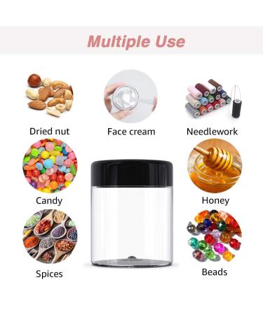 2oz Plastic Cosmetic Jars (Set of 48) | Clear Sample Containers for Cream, Body Butter, Lip Scrub | Free Labels & Spatulas | Travel Size with Black Lids - Buy Online on GoSupps.com
