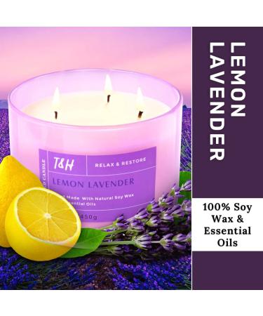 Lemon Lavender 3 Wick Candle | Large 16 Oz Soy Aromatherapy Candle for Stress Relief | Home Scented Candle with Relaxing Lavender and Revitalizing Lemon Scents - Buy Online on GoSupps.com