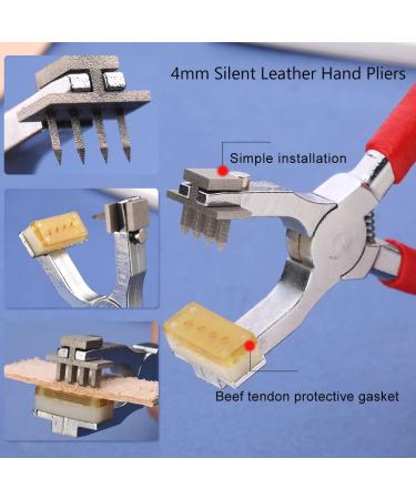 BUTUZE 4mm Leather Hole Punch Pliers Set for DIY Projects - Silent Handheld Tool with Rhombus Teeth, 2 Teeth, Needles, and Waxed Thread in Red - Buy Online on GoSupps.com