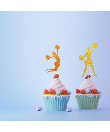 Cheerleaders Cupcake Toppers Gymnast Girl Cake Decor Colorful Glitter Cake Decorations for Baby Shower Cheer Team/Gym Theme Birthday Party Supplies - 24pcs - Buy Online on GoSupps.com