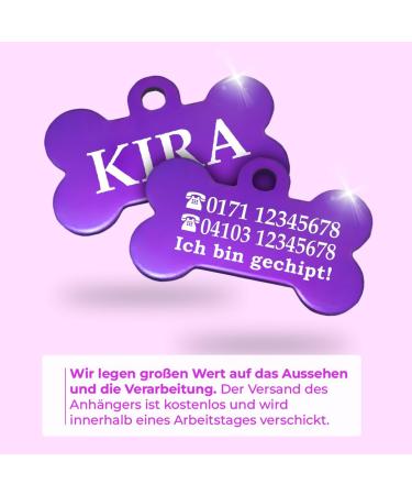 Personalized Bone-Shaped Pendant for Dogs & Cats | Ibera Gifts - Custom Engraved Dog Collars & Neck Bands (Purple) - Buy Online on GoSupps.com