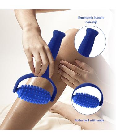 Multifunctional Blue Massage Roller with Handles - Fascia Ball & Hedgehog Massage Device for Foot Leg & Back Muscle Relaxation - Buy Online on GoSupps.com
