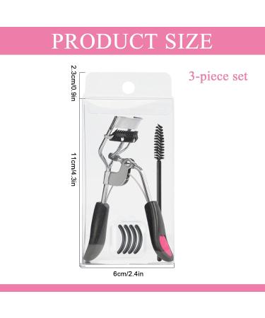 Eyelash Curler 3 in 1 Lash Curlers with Comb 4 Black Silicone Refill Pads and 1 Eyelash Brush Cosmetic Tool for Women and Girls Suitable for Beginner (Black) - Buy Online on GoSupps.com