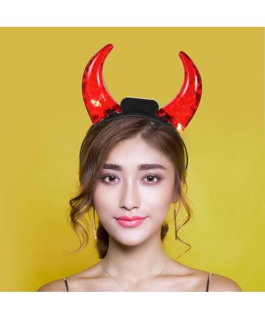 PATKAW Led Devil Horns Headband Light up Headband Demon Hair Hoop Flashing Headwear for Halloween Cosplay Costume Birthday Party Accessories - Buy Online on GoSupps.com