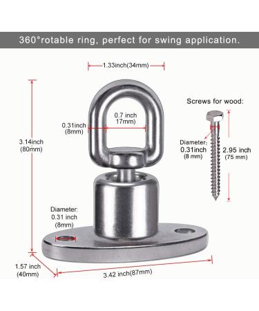 SELEWARE Silent Ball Bearing Swing Hangers - Heavy Duty 360 Rotate Swivel Hook for Playground, Yoga Hammock, Punching Bag - 1200lb Capacity - Buy Online on GoSupps.com