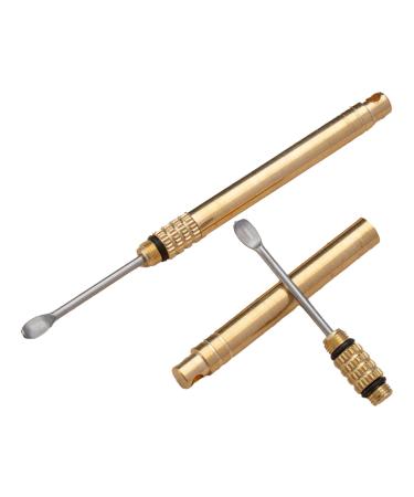 Ear Wax Removal Tool Portable Ear Wax Removal Tools Folding Type Titanium Alloy Ear-Pick Cleaner Ear Spoon Attached A Key Ring #1-brass
