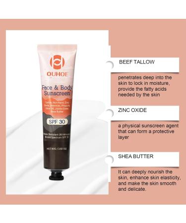 Natural Mineral Sunscreen SPF 30 | Hydrating Tallow & Zinc Oxide | Non-Sticky Face & Body Protection - Buy Online on GoSupps.com