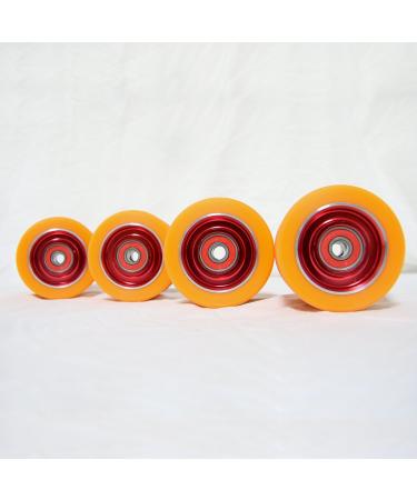 Z-FIRST 62mm Roller Skates Wheels Aluminum Alloy Speed Skate Wheels Replacement Wheels with ABEC-9 Bearing (Pack of 4) Orange-red