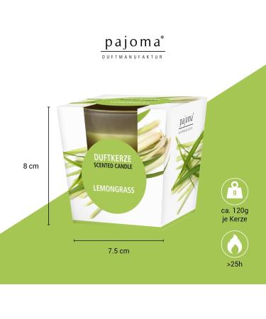 Pajoma Lemongrass Fragrance Candle | Premium 120g Satin Glass | 25-Hour Burn | Elegant Gift Packaging - Buy Online on GoSupps.com