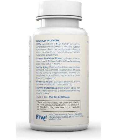 Molecular Hydrogen Water Tablets for Fast Fatigue Recovery and Mental Clarity - HRW Rejuvenation 60 ct - Clinically Validated and Safe - Buy Online on GoSupps.com