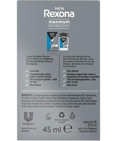 Rexona Men Maximum Protection Clean Scent Antiperspirant Deodorant with 48 Hour Protection Against Excessive Sweating and Body Odor 45ml 6 Pack - Buy Online on GoSupps.com