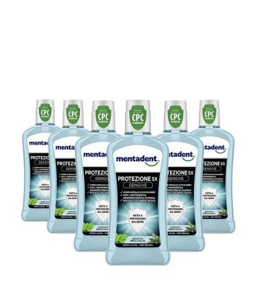 Mentadent Mouthwash 5x Gum Protection with CPC against occasional bleeding gums 6 x 400 ml