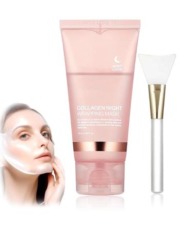 Collagen Night Wrapping Mask Collagen Overnight Wrapping Peel Off Facial Mask Korean Skin Care Collagen Night Wrapping Mask Elasticity & Hydration Ydrolyzed Collagen For Glowing Skin (1PC)