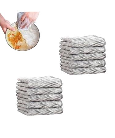 Probablei Multipurpose Wire Miracle Cleaning Cloths Double Layer Thickening Non-Scratch Stainless Wire Dishcloth (10PCS 20 x 20 cm) 10pcs 20 x 20 cm