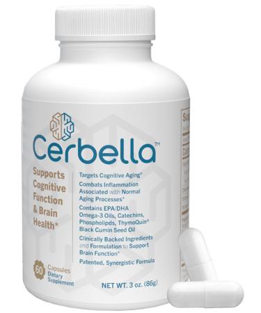 Cerbella Advanced Brain Nootropic Wellness Supplement for Memory Focus & Cognitive Health Neurologist Recommended - Omega-3 DHA/EPA Green Tea Catechins Phospholipids & ThymoQuin (60 Capsules)