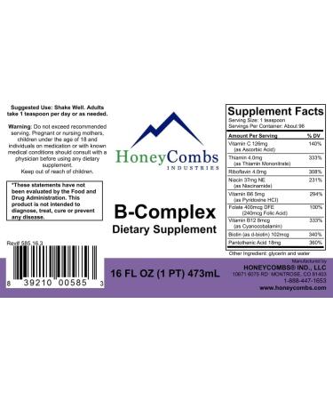 HoneyCombs Vitamin B5 (Pantothenic Acid) Drops 1 Fl Oz + Vitamin B Complex Drops 16 Fl Oz - Buy Online on GoSupps.com