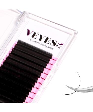 VEYES INC Cashmere Volume Lash Extensions C CC D DD LD L B J M Curl 0.03-0.20 thickness 5-25mm Super Matte Black Individual Eyelashes Tray Professional Supplies for Lash Techs (0.03 CC 12mm) CC-0.03 12mm
