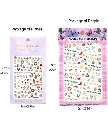 12 Sheets Christmas Nail Art Stickers Kalolary 3D Self-Adhesive Nail Stickers Decals Nail Art Tips Stencil for Women Girls Nail Art Design - Buy Online on GoSupps.com