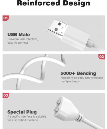 Magnetic USB-DC Charging Cable Set for Wireless Massager | Mellbree 2-Pin 6mm Replacement Cable - No Polarity Restrictions - Buy Online on GoSupps.com