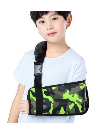 Ledhlth Camo Kids Arm Shoulder Sling for Toddler Children Padiatric Sling Brace Immobilizer Support for Shoulder Elbow Wrist Injury Boys Girls (Camouflage green  Kids S)