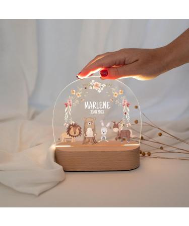Personalized Night Light for Babies | Custom Bedside Lamp & Unique Gifts for Children | Baby Gift Ideas | Animal & Flower Wreath Designs - Buy Online on GoSupps.com