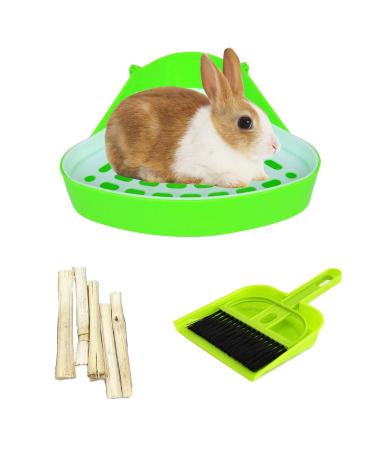 Kathson Triangular Potty Trainer corner rabbit toilet guinea pig litter litter plastic box pet pan for rabbits chinchilla hamster ferret small animals (green)