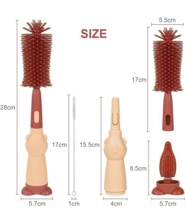 Vicloon 3 in 1 Baby Bottle Brush Set - Silicone Teat Cleaner & Straw Cleaner - Red - Buy Online on GoSupps.com