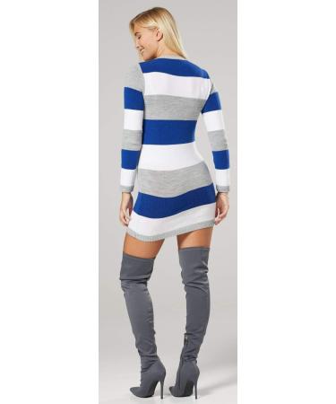 Zeta Ville Maternity Stripes Knit Jumper Dress Tunic Top V-Neck - Royal Blue - Size 8-10 - Buy Online on GoSupps.com