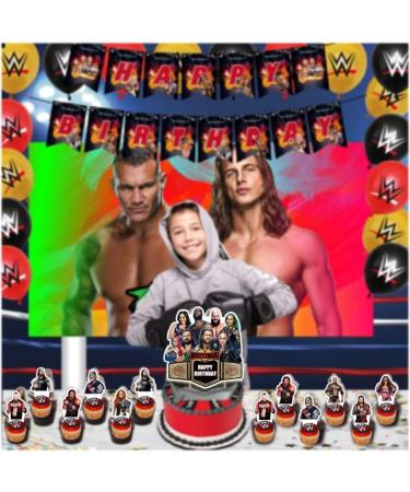 25pcs Wrestling Cake Decorations with 24pcs Cupcake Toppers 1pcs Cake Topper for Wrestling Birthday Party Supplies - Buy Online on GoSupps.com