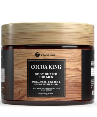 Body Butter for Men- Cocoa King Body Butter - Cocoa butter and Cologne Scent - 5.26 oz Body Cream Blend
