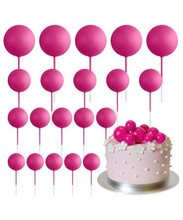 Astaron 20 pieces Tortendeko balls cake topper mini-balloons cake upleater for wedding party baby party birthday cake decorate (hot pink)