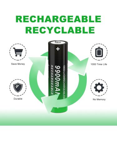 Buy 8 Pack Button Top 18650 Rechargeable Battery 9900mAh - High Capacity 3.7V for Headlamp & Flashlight | International Shipping - Buy Online on GoSupps.com