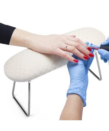 Nail Pillow Hand Rest - Microfiber Leather Armrest Cushion for Manicure Nail Art - White - Buy Online on GoSupps.com