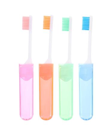 Baluue 4 Pack Travel Toothbrush Folding Toothbrushes Portable Toothbrush Built-in Toothbrush For Hiking Camping Travel