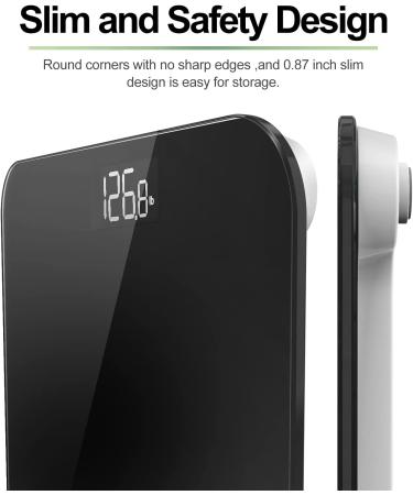 RENPHO Digital Bathroom Scale - Accurate Body Weight Tracker with LED Display - 400 lb Capacity - Black Round Corner Design - Buy Online on GoSupps.com