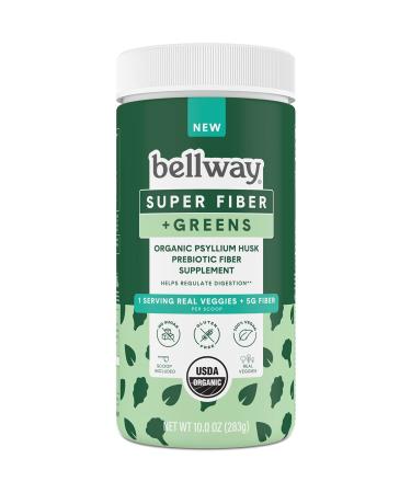Bellway Fiber Super Fiber Powder + Greens Powder Sugar-Free Psyllium Husk Fiber Supplement Powder with Super Greens 10.0 Oz