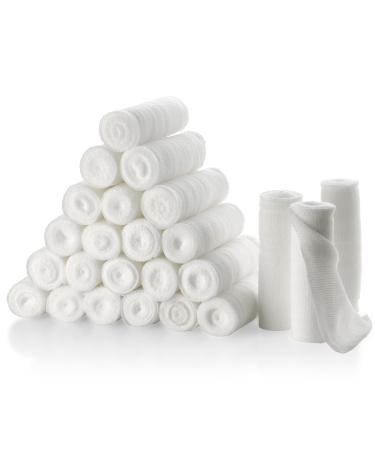 Gauze Bandage Rolls - 4 Yards Per Roll of Sterile Medical Grade Gauze Bandage and Stretch Bandage Wrapping for Dressing All Types of Wounds and First Aid Kit by MEDca, (4" Pack of 24) 4 Inch 24 Count (Pack of 1)