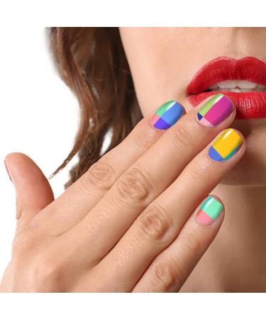 JERCLITY Aurora Gradient Nail Polish Strips - 12 Sheets Self-Adhesive Rainbow Nail Stickers for Women and Kids | DIY Manicure Kit with Nail File Included - Buy Online on GoSupps.com