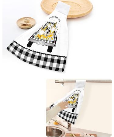 Farmhouse Gnome Honeybee on Truck Country Plaid Hand Towels - Set of 2 | Absorbent Kitchen and Bathroom Towels | Durable Hanging Washing Cloths for Home Cleaning Decor - Buy Online on GoSupps.com