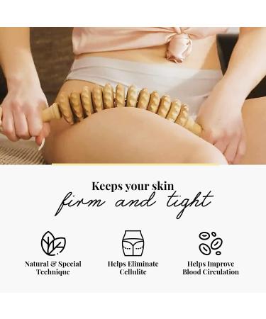 Tuuli Anti Cellulite Massage Set - Wooden Massager Roller & Gua Sha Tool for Effective Maderotherapy | International Shipping Available - Buy Online on GoSupps.com