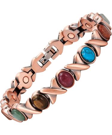Yinox Magnetic Therapy Arthritis Copper Bracelet for Women | Relieves Wrist Pain | Stylish & Healing with Turkish Turquoise (3500 Gauss) - Buy Online on GoSupps.com