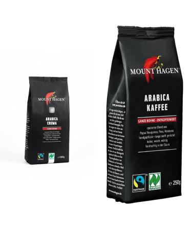 Mount Hagen Bio ft Naturland roasted coffee arabica crema 1kg whole bean & organic ft natureland roasted coffee arabica whole bean decaffeinated 250 g bundle with roasted coffee arabica