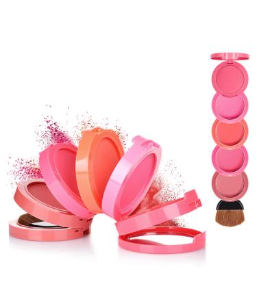 Music Flower 5-Color Blush Palette  Multi-layer Blusher Compact Powder Makeup  Professional Facial Beauty Cosmetic Makeup Blusher Five Colors
