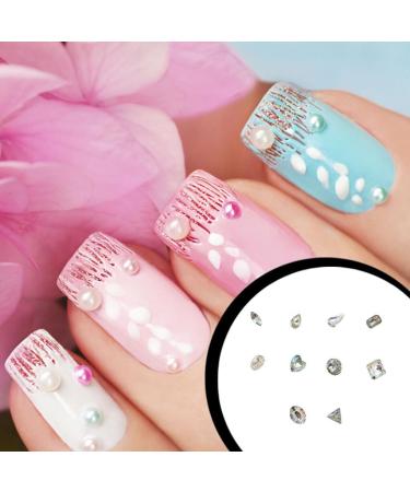 dijiusidy Nail Rhinestones Manicure Decorations Multiple-Shape Multi-color Glass DIY Decor Stickers Eye-catching Beauty Tools 8mmRound Satellite - Buy Online on GoSupps.com