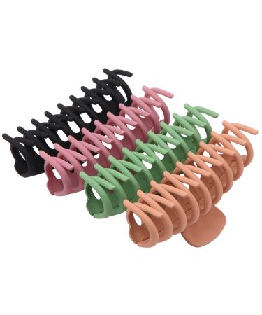SHALAC Large Hair Claw Clips for Thick Hair 4 PCS   Strong Hold Perfect for Women  Barrettes for Long Hair  Fashion Accessories for Girls   Hair Clamps Clip 4.4 Inch Big Hair Claw for Heavy Hair A.Black  Olive Green  Bur...
