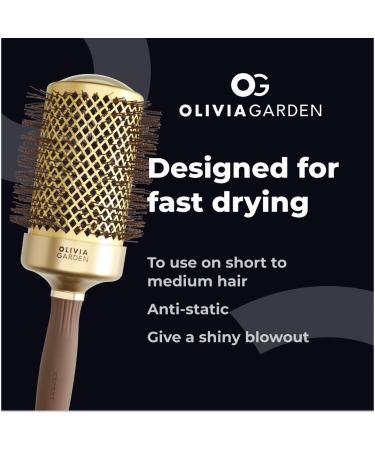 Olivia Garden Expert Blowout Shine Gold & Brown Hairbrush 65mm - Professional Hair Styling Tool for Perfect Results - Buy Online on GoSupps.com