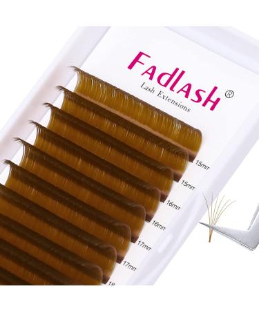 Volume Lash Extensions 0.07 D Curl Easy Fan Volume Lashes Mixed Tray 15-20mm Easy Fanning Lashes Brown Colored Lash Extension Supplies (Blond 0.07-D, 15-20mm) 0.07-D-Blond Mixed 15-20mm